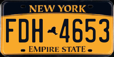 NY license plate FDH4653