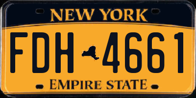 NY license plate FDH4661