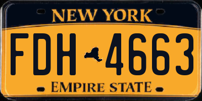 NY license plate FDH4663