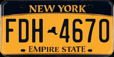 NY license plate FDH4670