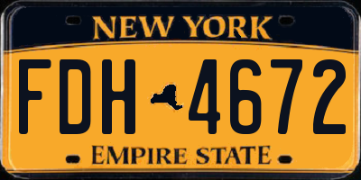 NY license plate FDH4672