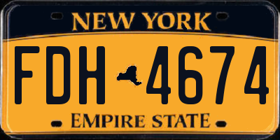 NY license plate FDH4674