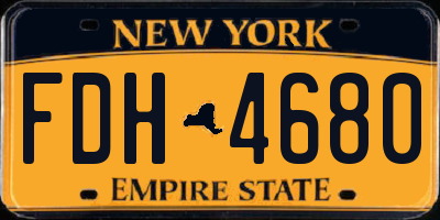 NY license plate FDH4680