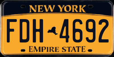 NY license plate FDH4692