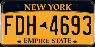 NY license plate FDH4693