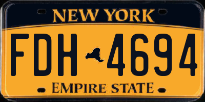NY license plate FDH4694