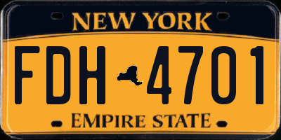 NY license plate FDH4701
