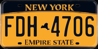 NY license plate FDH4706