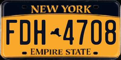 NY license plate FDH4708