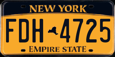 NY license plate FDH4725