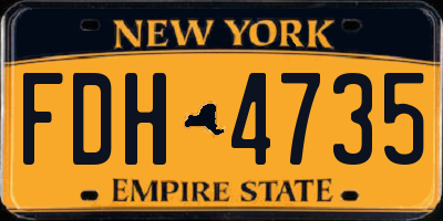 NY license plate FDH4735
