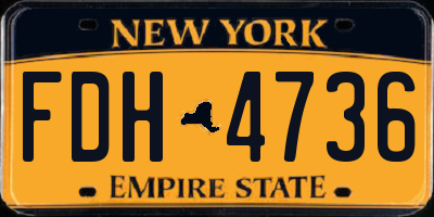 NY license plate FDH4736