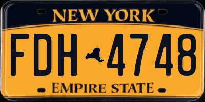 NY license plate FDH4748
