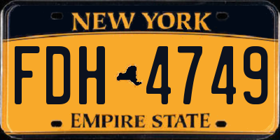 NY license plate FDH4749