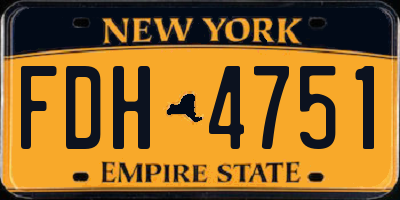 NY license plate FDH4751
