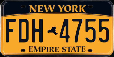 NY license plate FDH4755