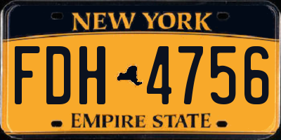 NY license plate FDH4756