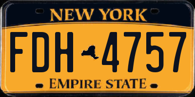 NY license plate FDH4757