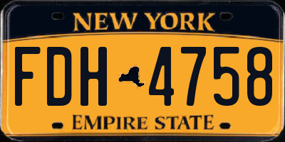 NY license plate FDH4758
