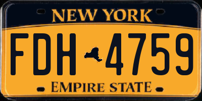 NY license plate FDH4759