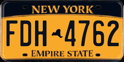 NY license plate FDH4762