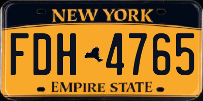 NY license plate FDH4765