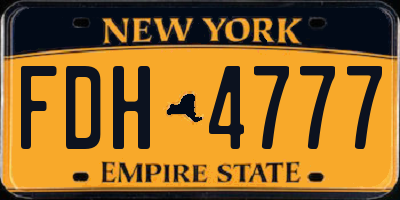 NY license plate FDH4777