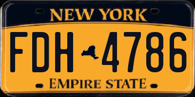 NY license plate FDH4786
