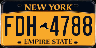 NY license plate FDH4788