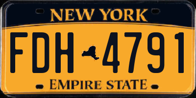 NY license plate FDH4791