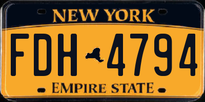 NY license plate FDH4794