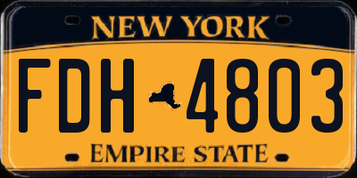 NY license plate FDH4803