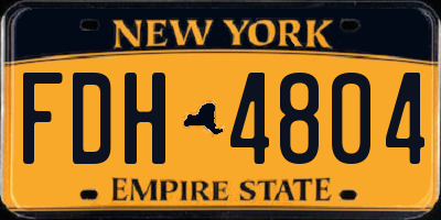NY license plate FDH4804