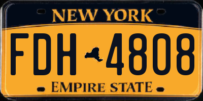 NY license plate FDH4808