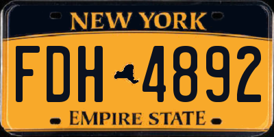 NY license plate FDH4892