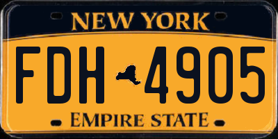 NY license plate FDH4905