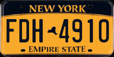 NY license plate FDH4910