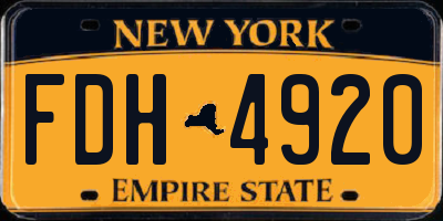 NY license plate FDH4920