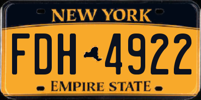 NY license plate FDH4922