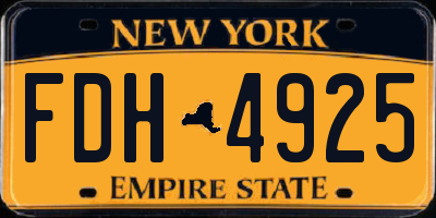 NY license plate FDH4925