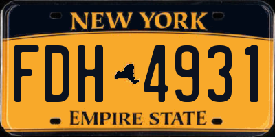 NY license plate FDH4931