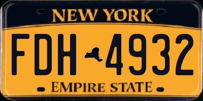 NY license plate FDH4932