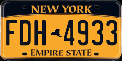 NY license plate FDH4933