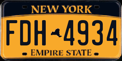 NY license plate FDH4934