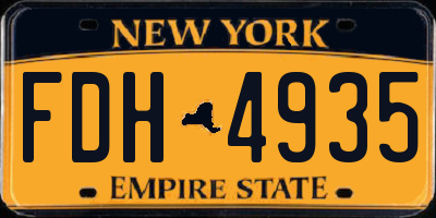 NY license plate FDH4935