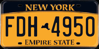 NY license plate FDH4950