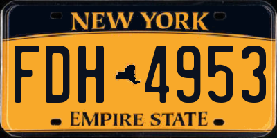 NY license plate FDH4953