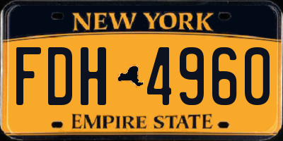 NY license plate FDH4960