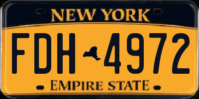 NY license plate FDH4972