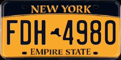NY license plate FDH4980